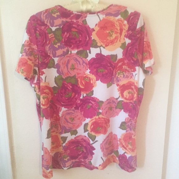 Croft&Barrow Floral Rose Tee - Picture 2 of 5